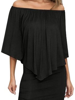 Amazon Black Off-Shoulder Poncho Dress